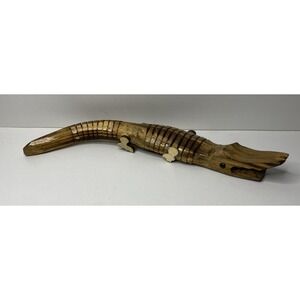 Vintage Alligator Wooden Crocodile Movable Articulating Bendable Carved Toy Rare